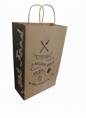 Sacola com 100 de Papel Kraft para Delivery/Entrega Tamanho P